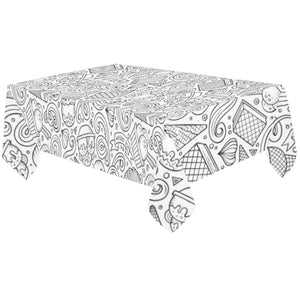 Cartoon hand drawn ice cream black white Tablecloth