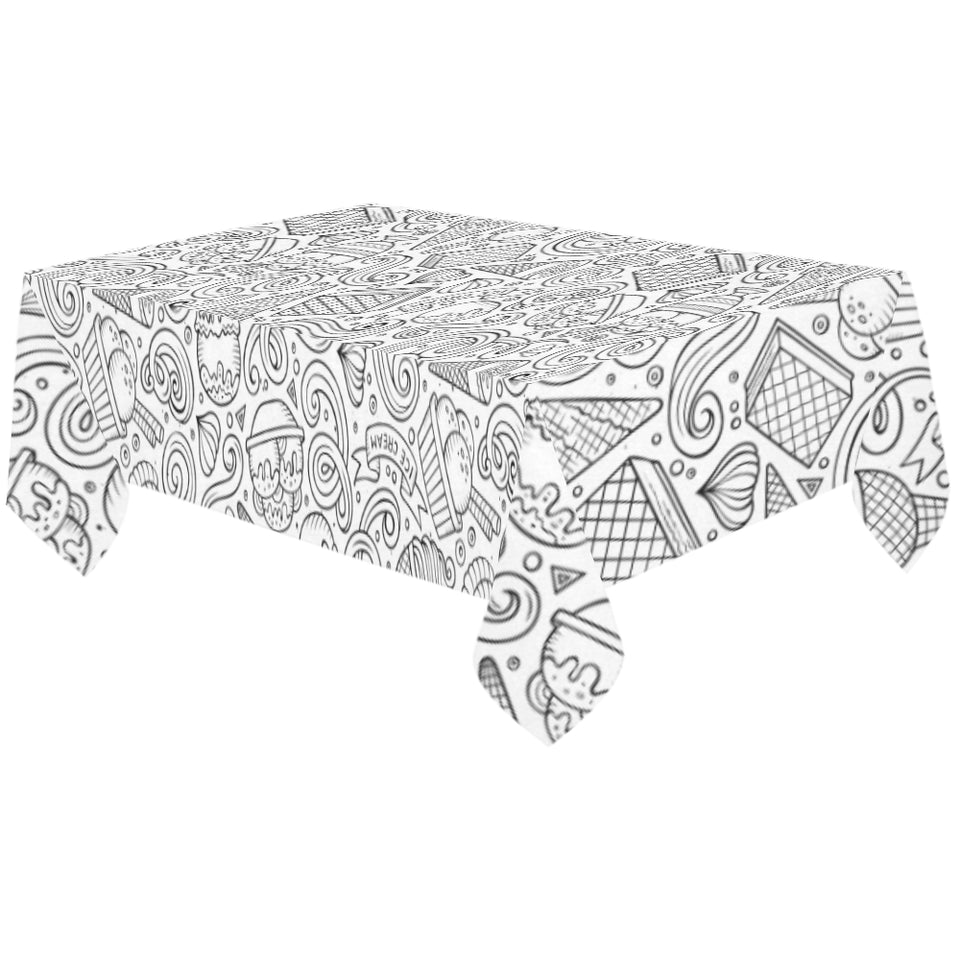 Cartoon hand drawn ice cream black white Tablecloth