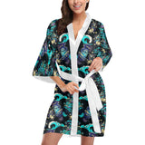 Dragon sea wave pattern Women's Short Kimono Robe