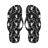 Saxophone music notes treble clef black white them Unisex Flip Flops