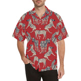 Zebra abstract red background Men's All Over Print Hawaiian Shirt