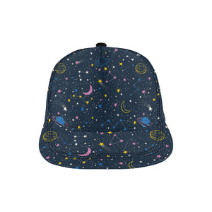 space pattern with planets, comets, constellations All Over Print Snapback Cap