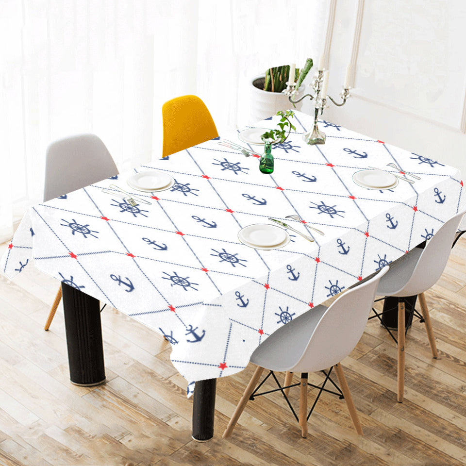 Anchor rudder nautical design pattern Tablecloth