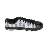 Seahorse pattern background Men's Low Top Canvas Shoes Black