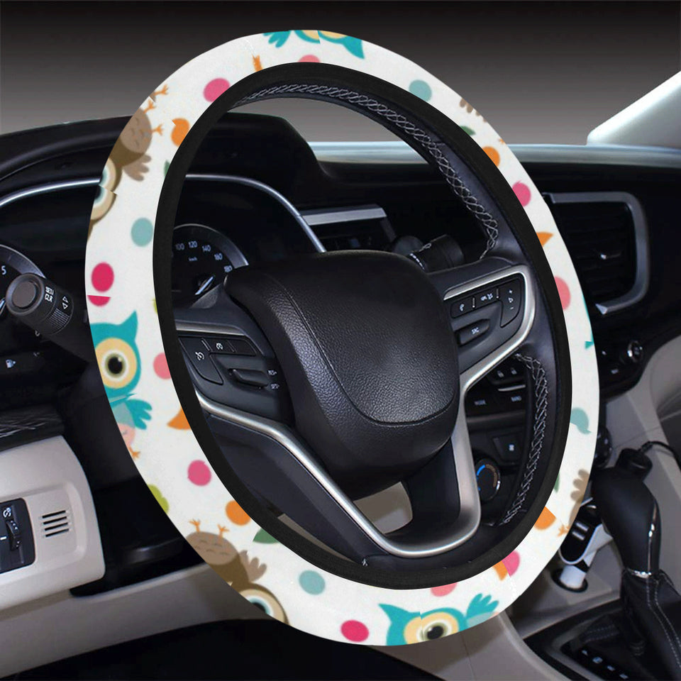 Color cute owl pattern Car Steering Wheel Cover