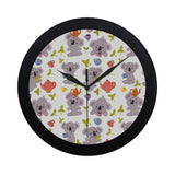 Cute koalas teapots tea Elegant Black Wall Clock