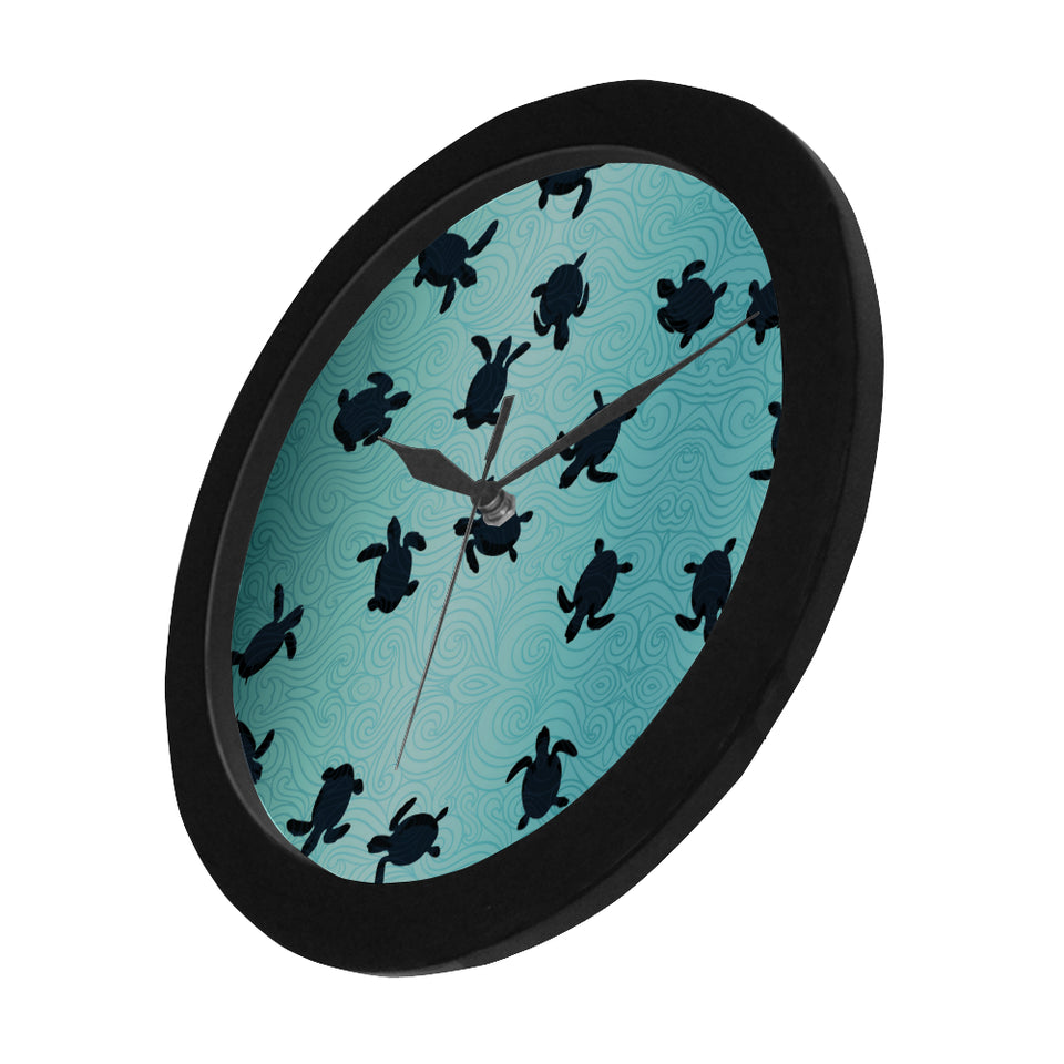 Sea turtle with blue ocean backgroud Elegant Black Wall Clock