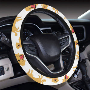 Golden Retriever Pattern Print Design 05 Car Steering Wheel Cover