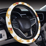 Golden Retriever Pattern Print Design 05 Car Steering Wheel Cover
