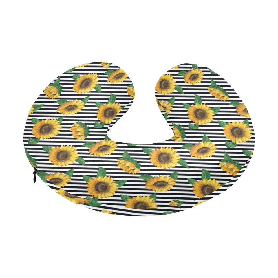sunflowers ribbon background U-Shaped Travel Neck Pillow