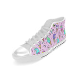 Cute ice cream cone animal pattern Men's High Top Canvas Shoes White