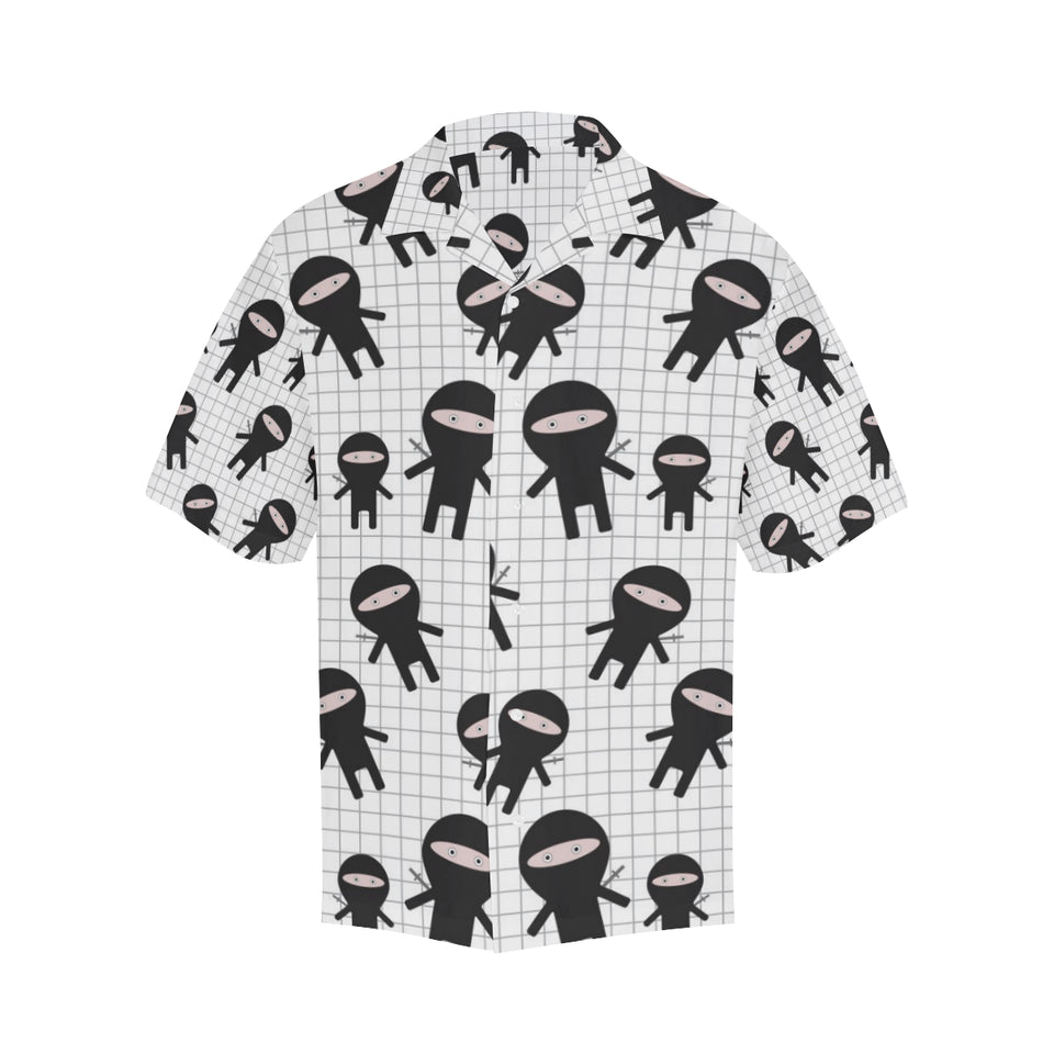 Ninja pattern plaid background Men's All Over Print Hawaiian Shirt
