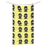 Cute ninja yellow background Bath Towel