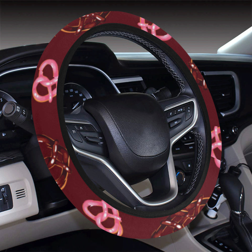 Pretzels Pattern Print Design 05 Car Steering Wheel Cover