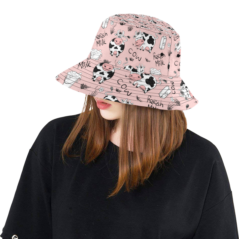 Cows milk product pink background Unisex Bucket Hat
