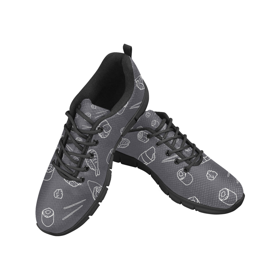 sushi pattern black background Women's Sneaker Shoes