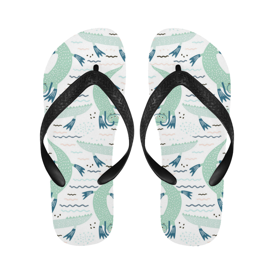 Crocodile diver pattern Unisex Flip Flops