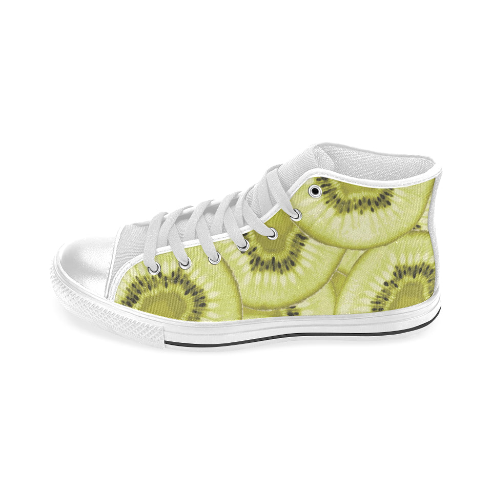 Sliced kiwi pattern Men's High Top Canvas Shoes White