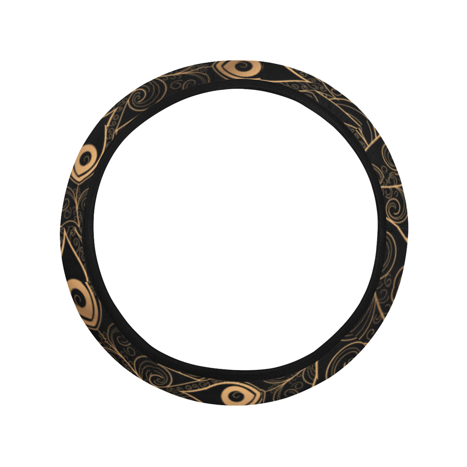 Gold peacock feather pattern Car Steering Wheel Cover