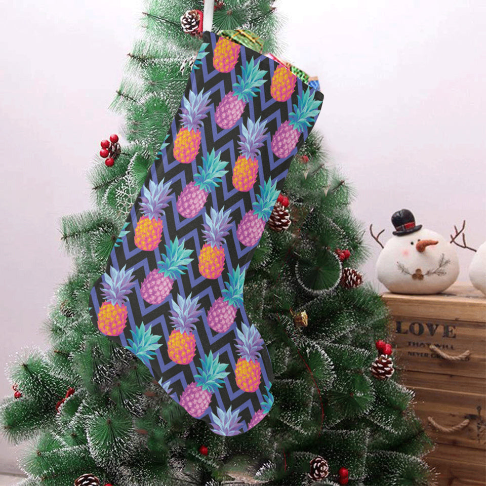 Pineapples pattern zigzag background Christmas Stocking