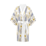 Lavender modern pattern blackground Women's Short Kimono Robe