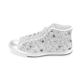 Spider web cobweb pattern Men's High Top Canvas Shoes White