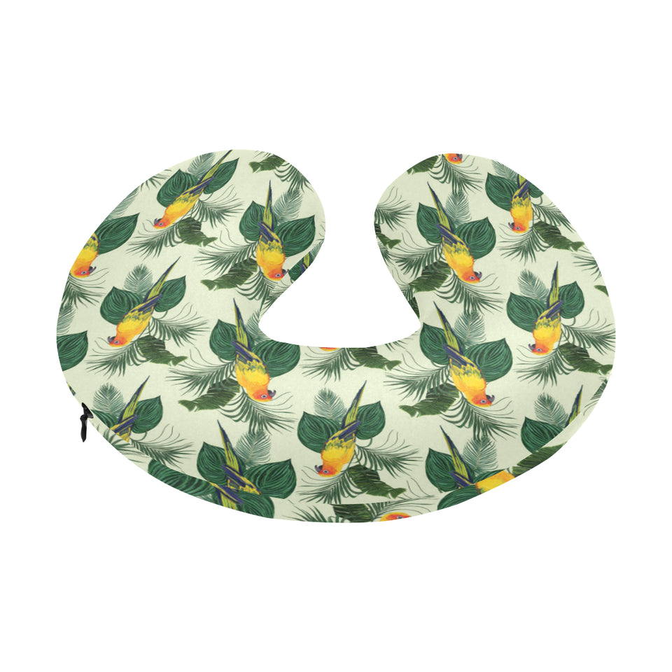 Beautiful parrot palm leaves pattern U-Shaped Travel Neck Pillow