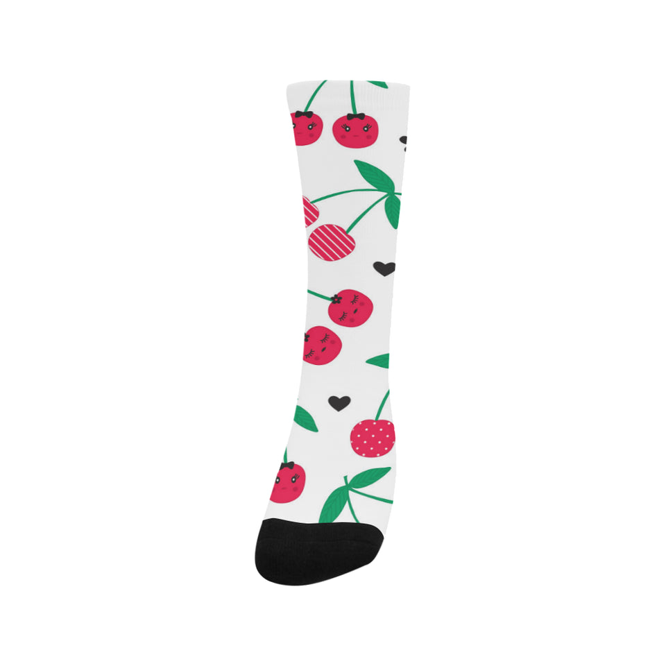 cherry pattern white background Crew Socks