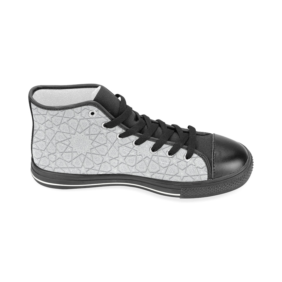 arabic star pattern Men's High Top Canvas Shoes Black