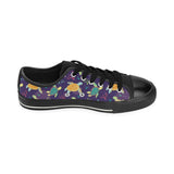 Colorful sea turtle pattern Men's Low Top Canvas Shoes Black