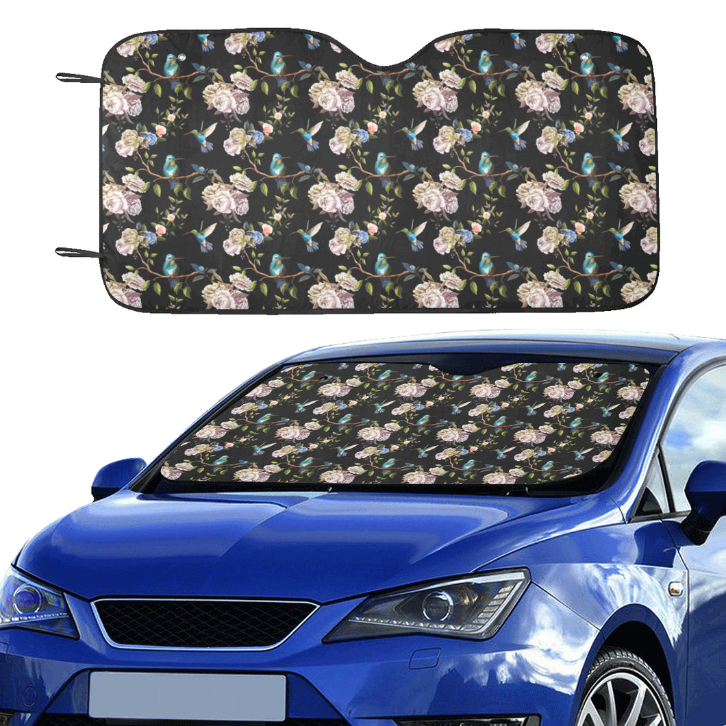 Hummingbird Pattern Print Design 03 Car Sun Shade
