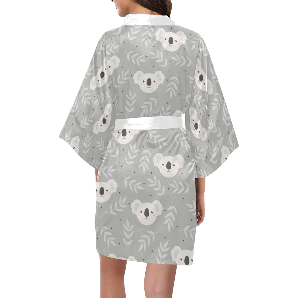 Cute koala leaves pattern Women's Short Kimono Robe