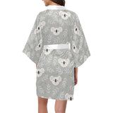 Cute koala leaves pattern Women's Short Kimono Robe
