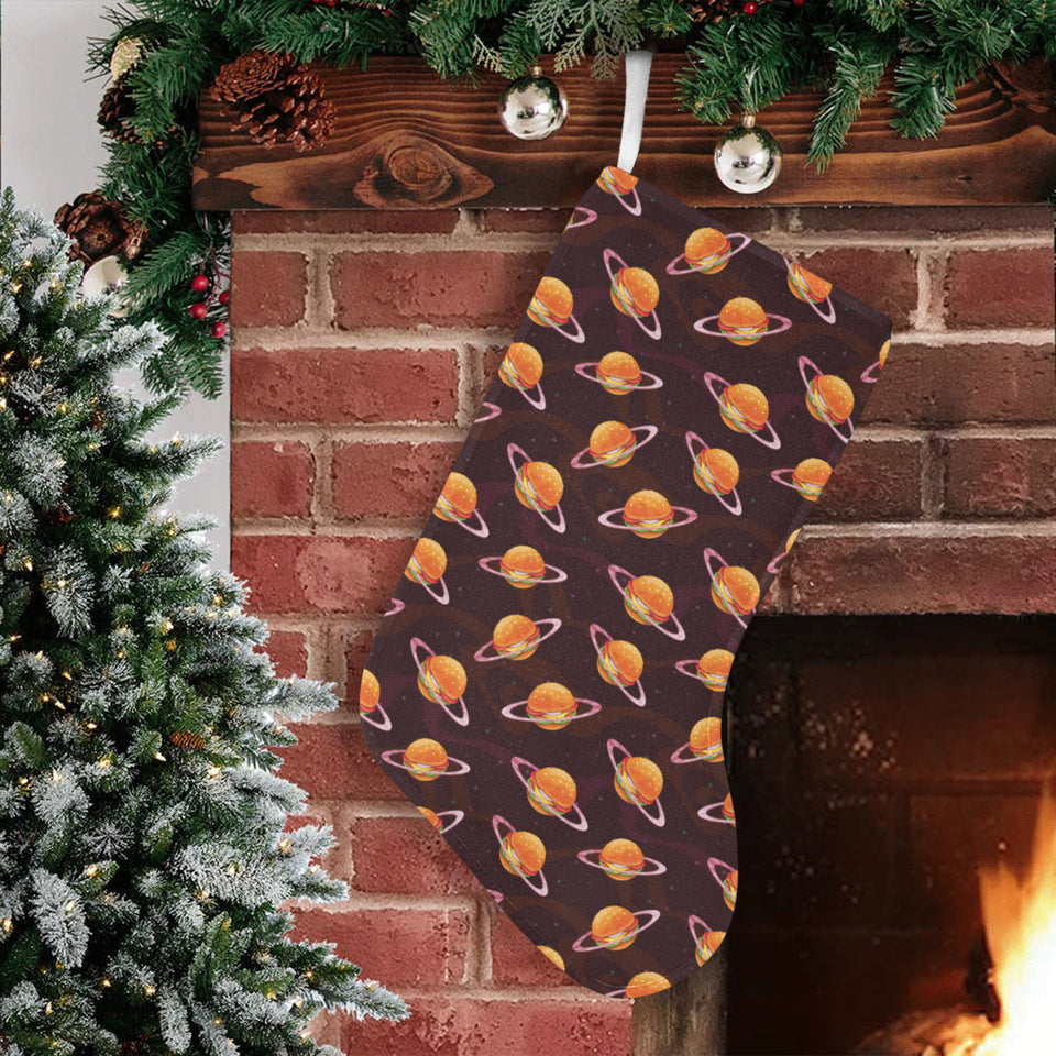 Hamburger Pattern Print Design 05 Christmas Stocking
