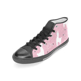 Llama Alpaca pink background Women's High Top Canvas Shoes Black