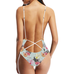 Colorful orchid flower pattern Women's One-Piece Swimsuit