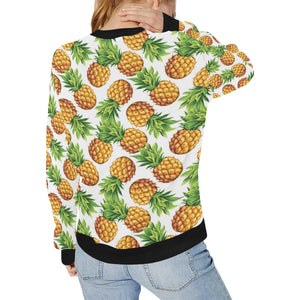 Pineapples design pattern Women's Crew Neck Sweatshirt