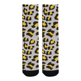 Gray Leopard print pattern Crew Socks
