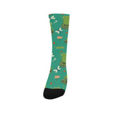 Cute frog dragonfly design pattern Crew Socks
