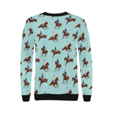 Horses running horses rider pattern Women's Crew Neck Sweatshirt