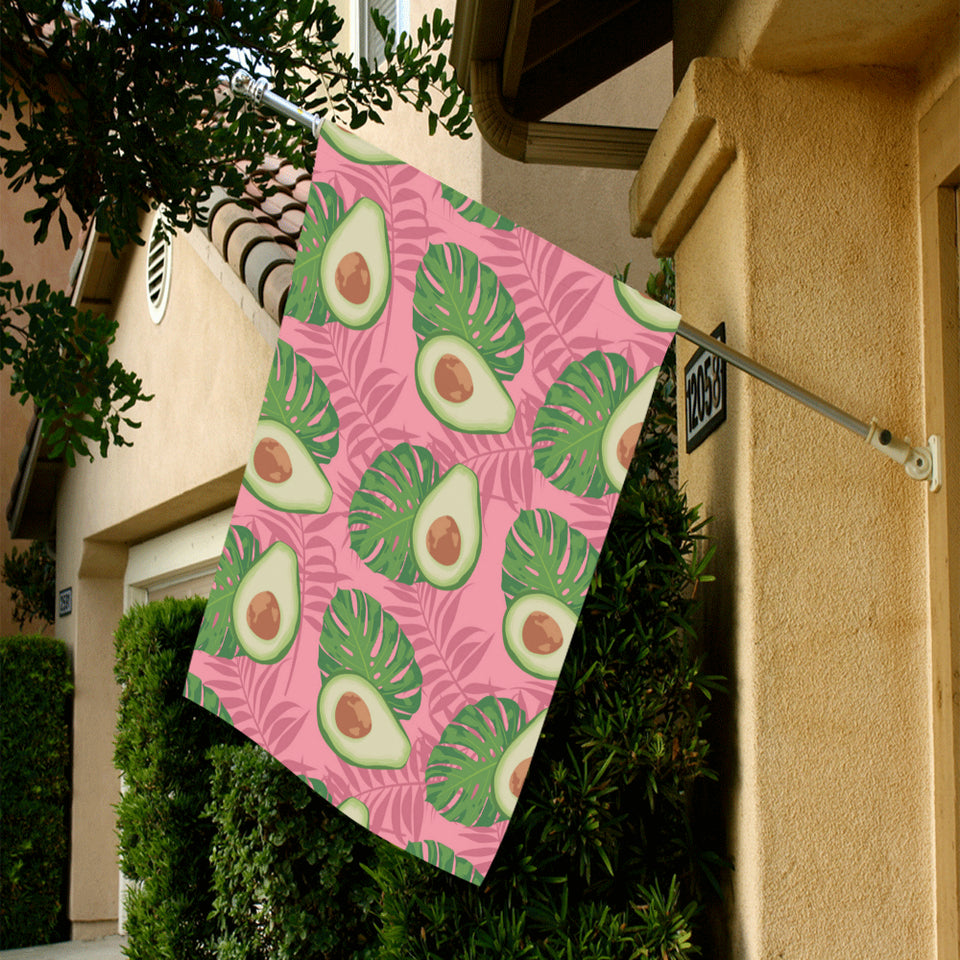 Avocado slices leaves pink back ground House Flag Garden Flag