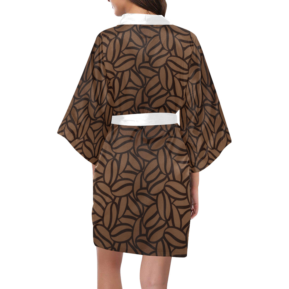 coffee bean pattern Women's Short Kimono Robe
