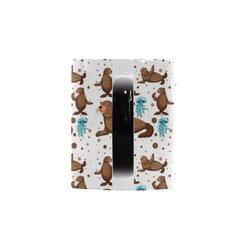 sea lion Seals jellyfish pattern Morphing Mug Heat Changing Mug