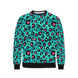 Green leopard skin print pattern Men's Crew Neck Sweatshirt