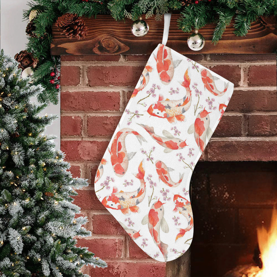 Watercolor Koi Fish Carp Fish pattern Christmas Stocking