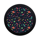colorful space pattern planet star Elegant Black Wall Clock