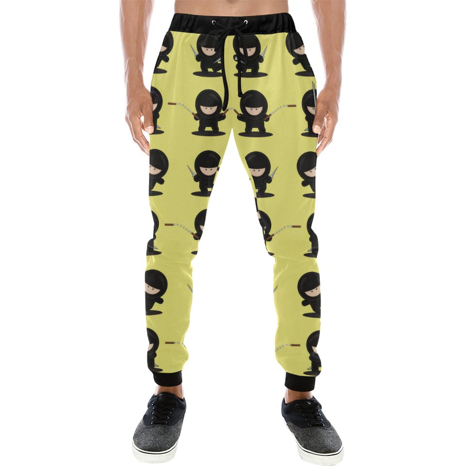 Cute ninja yellow background Unisex Casual Sweatpants