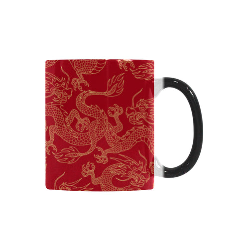 Gold dragons red background Morphing Mug Heat Changing Mug