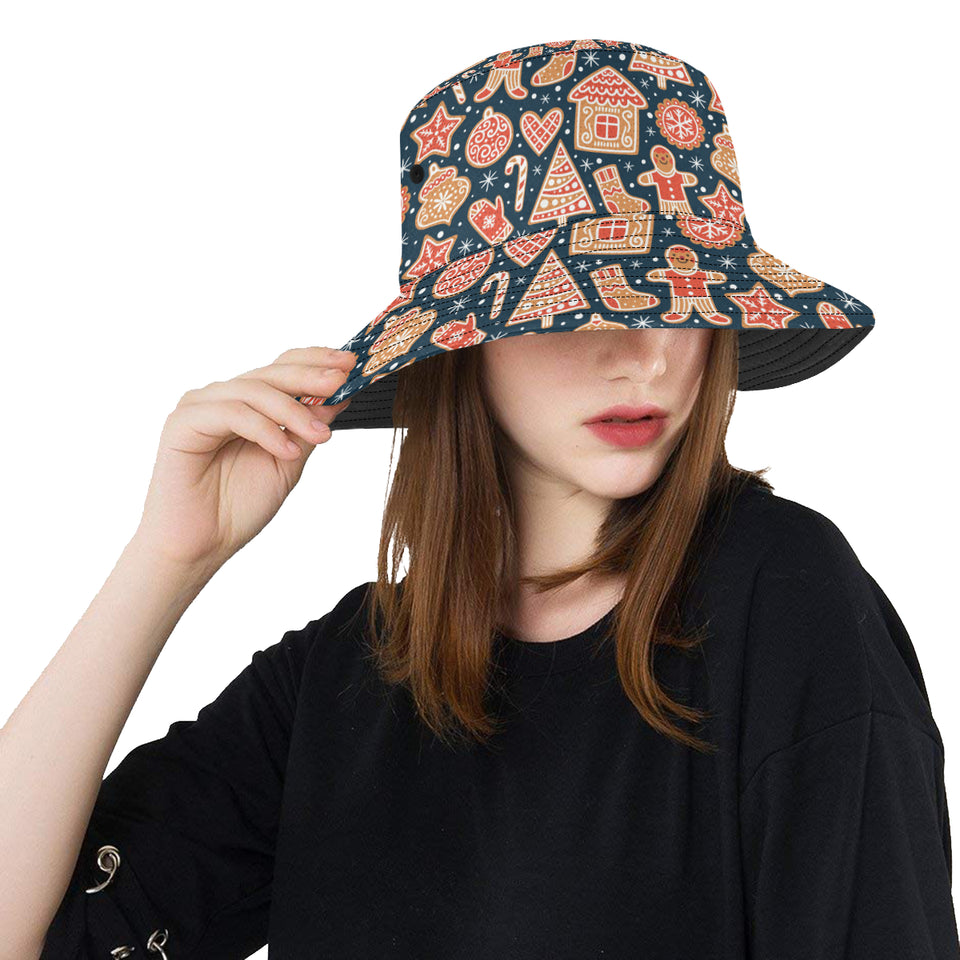 Christmas gingerbread cookie pattern Unisex Bucket Hat