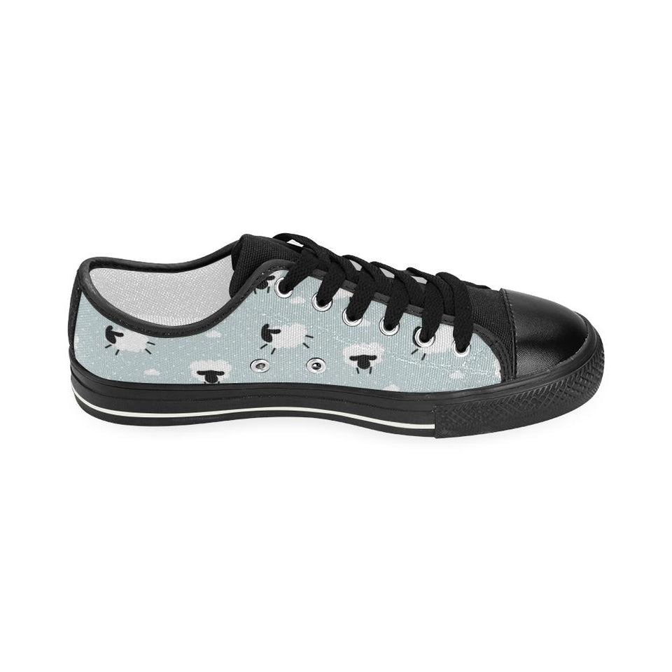 Sheep polka dot cloud pattern Kids' Boys' Girls' Low Top Canvas Shoes Black
